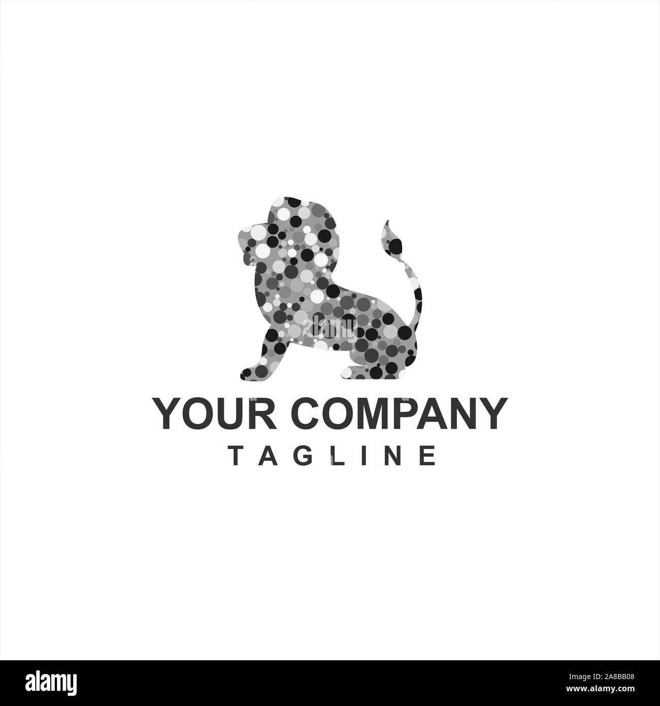 Noir numérique point gris lion king logo de l'entreprise et l'icône vecteur Banque D'Images