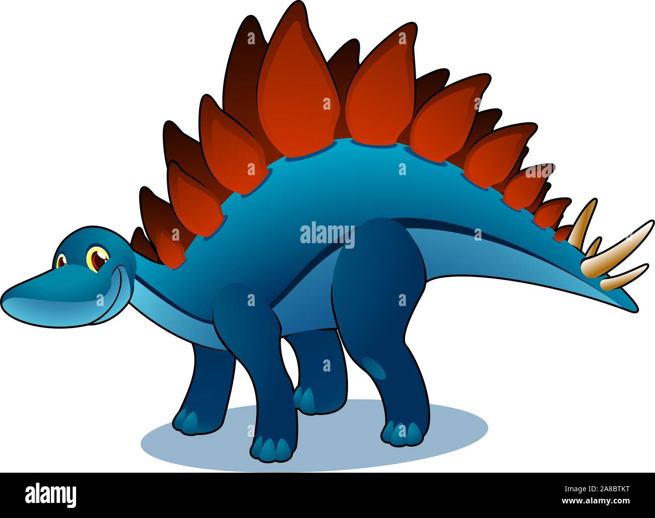 Bleu et brun souriant debout côté Stegosaurus vector illustration. Illustration de Vecteur