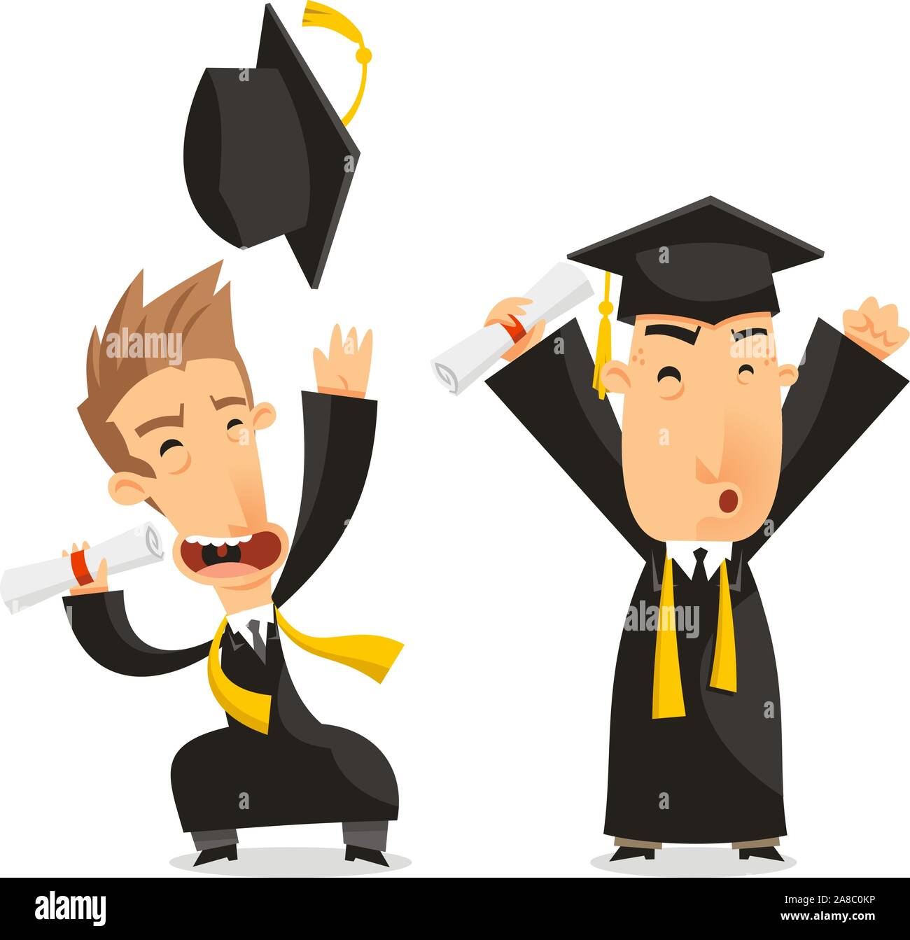 Diplôme universitaire de baccalauréat diplômés, vector illustration cartoon. Illustration de Vecteur
