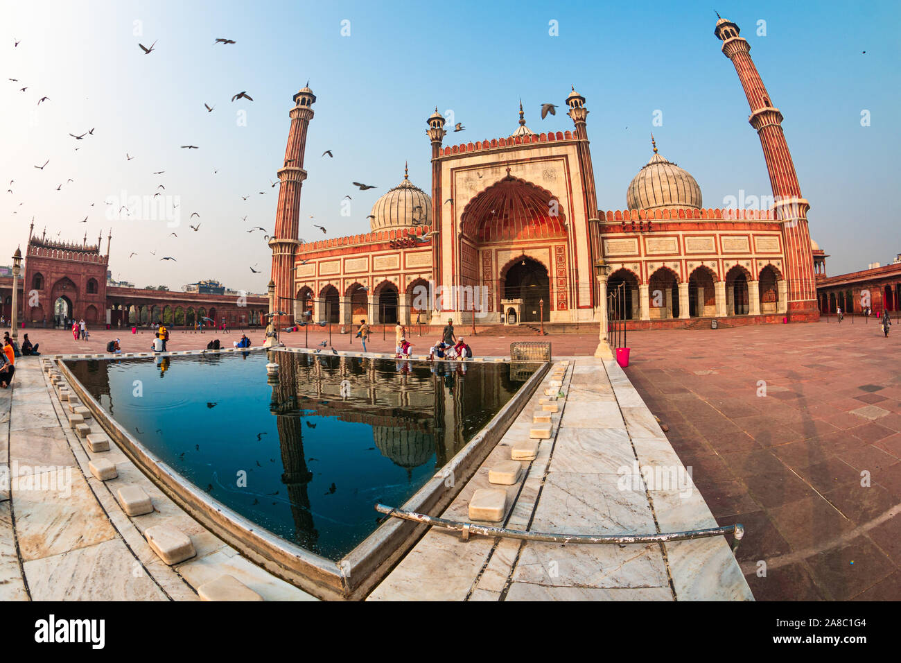 Intérieur et extérieur Jama Masjid de Delhi - la plus grande mosquée de l'Inde Banque D'Images
