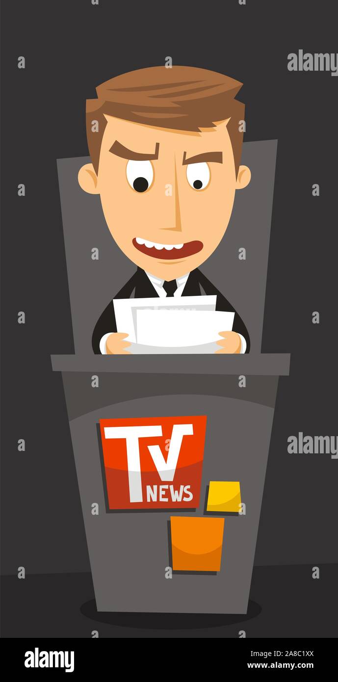 Présentatrice TV Journaliste présentateur, vector illustration cartoon. Illustration de Vecteur