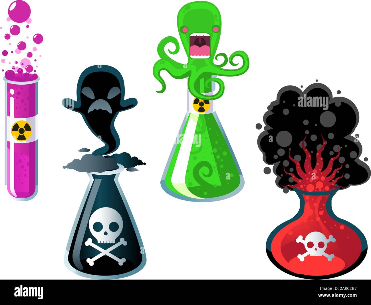 Des expériences de tube à essai tube à essai, avec quatre avec quatre