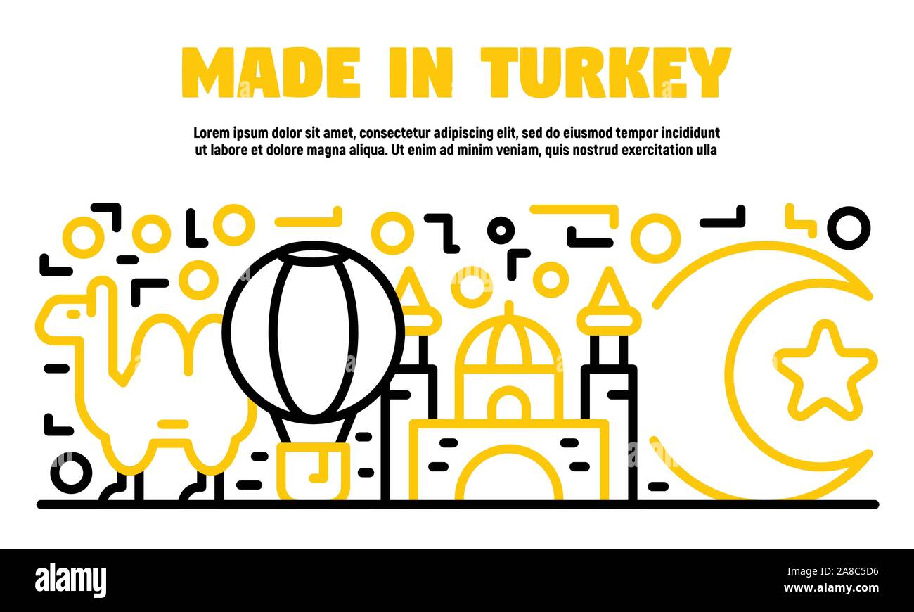 Faite en Turquie, bannière style contour Illustration de Vecteur