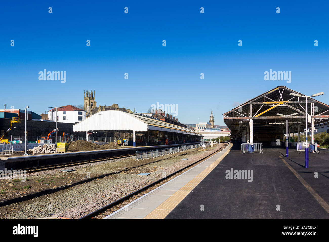 En cours de construction sur la gare de Bolton, l'amélioration de la plate-forme 4 et la construction d'un nouvelle plate-forme 5 pour fournir une capacité supplémentaire Banque D'Images