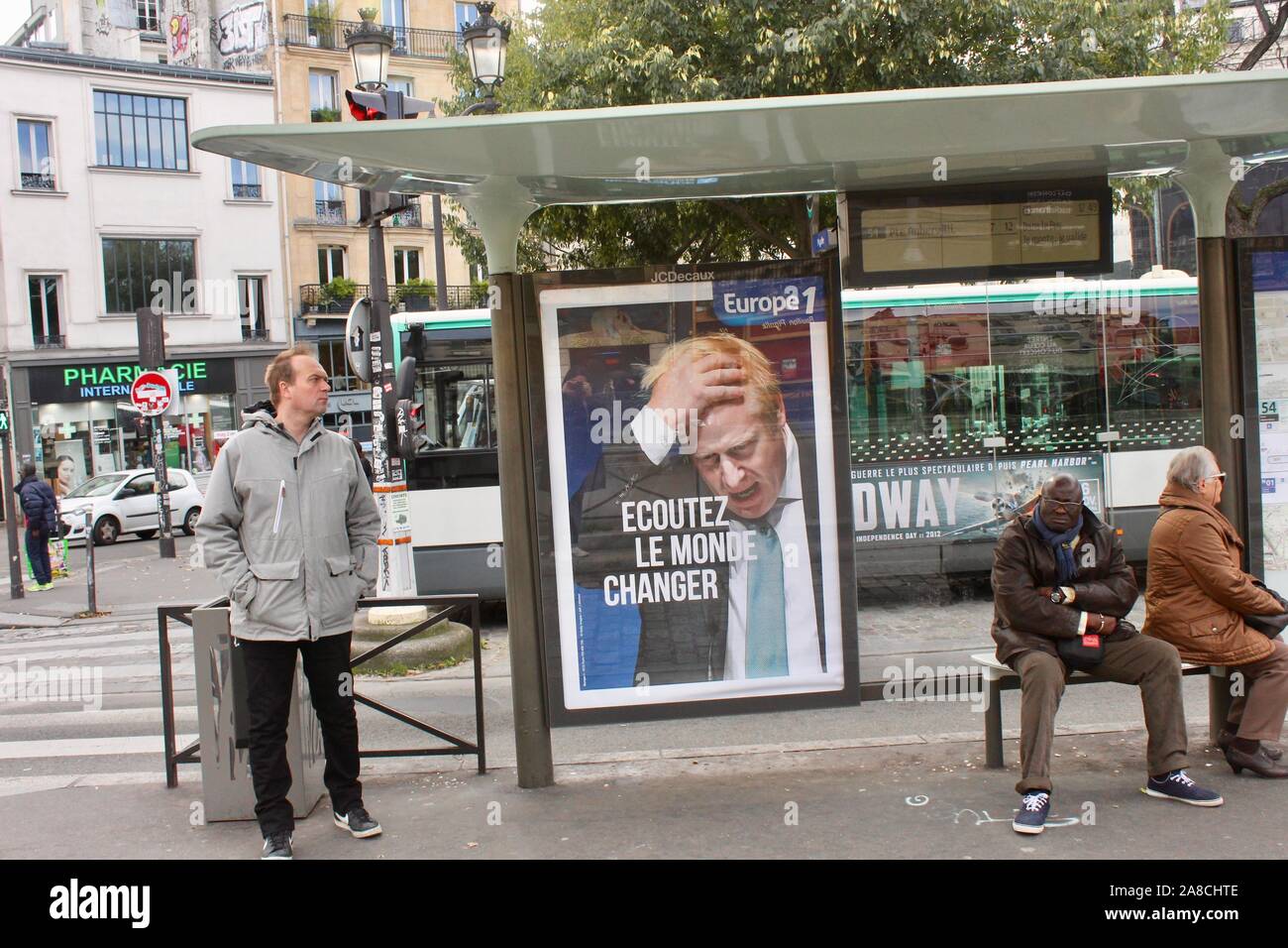 Boris Johnson utilisé à la radio annonce pour l'europe 1 à paris france Banque D'Images Boris Johnson utilisé à la radio annonce pour l'europe 1 à paris france Banque D'Images