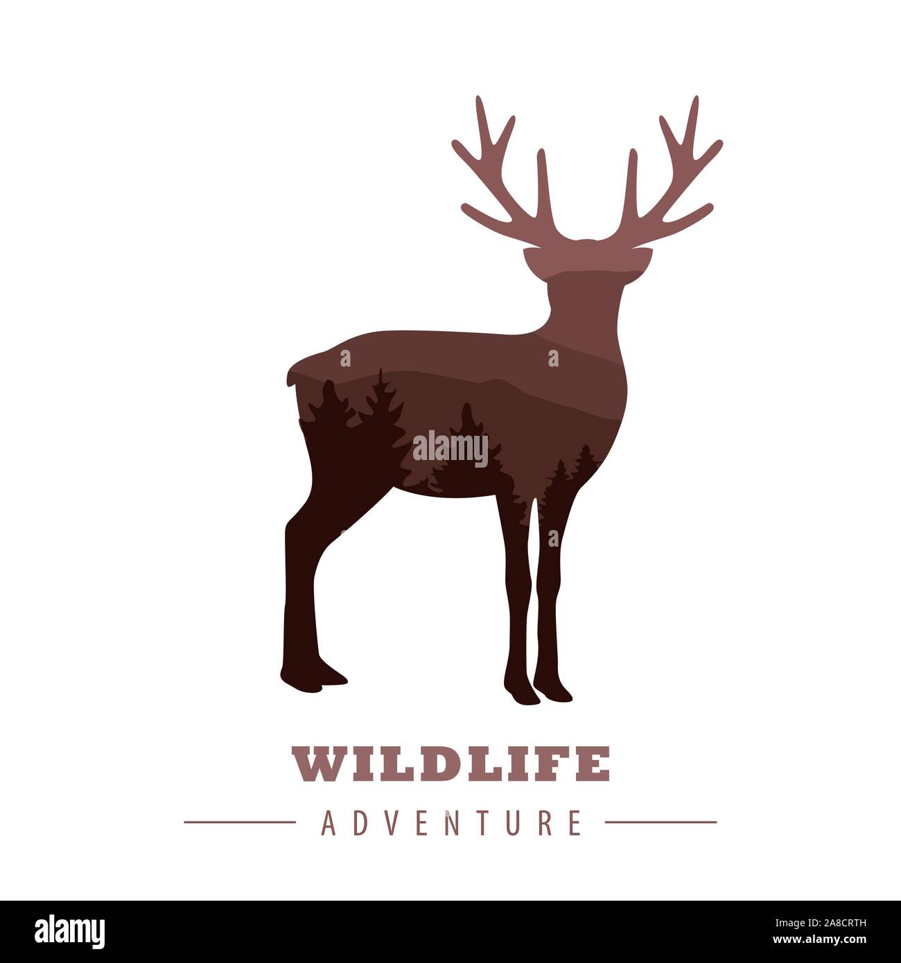 L'aventure de la faune paysage forestier elk silhouette aux EPS10 vector illustration Illustration de Vecteur