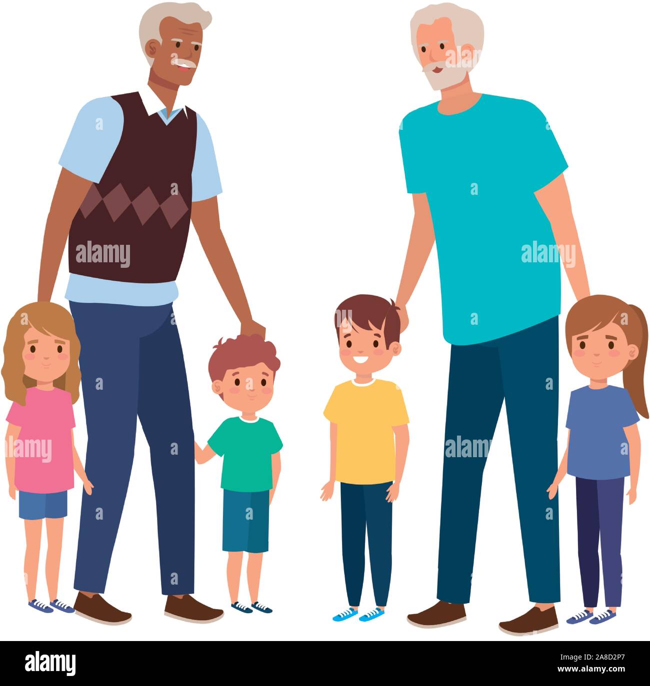 Groupe de grands-parents avec petits-enfants Illustration de Vecteur