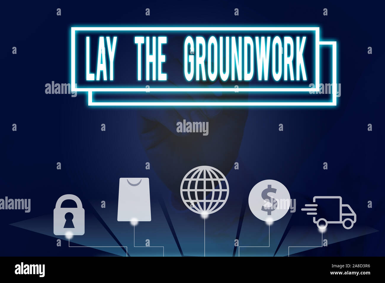 La main conceptuel montrant jeter les bases. Préparer les bases du concept signifiant ou Fondation pour quelque chose Banque D'Images