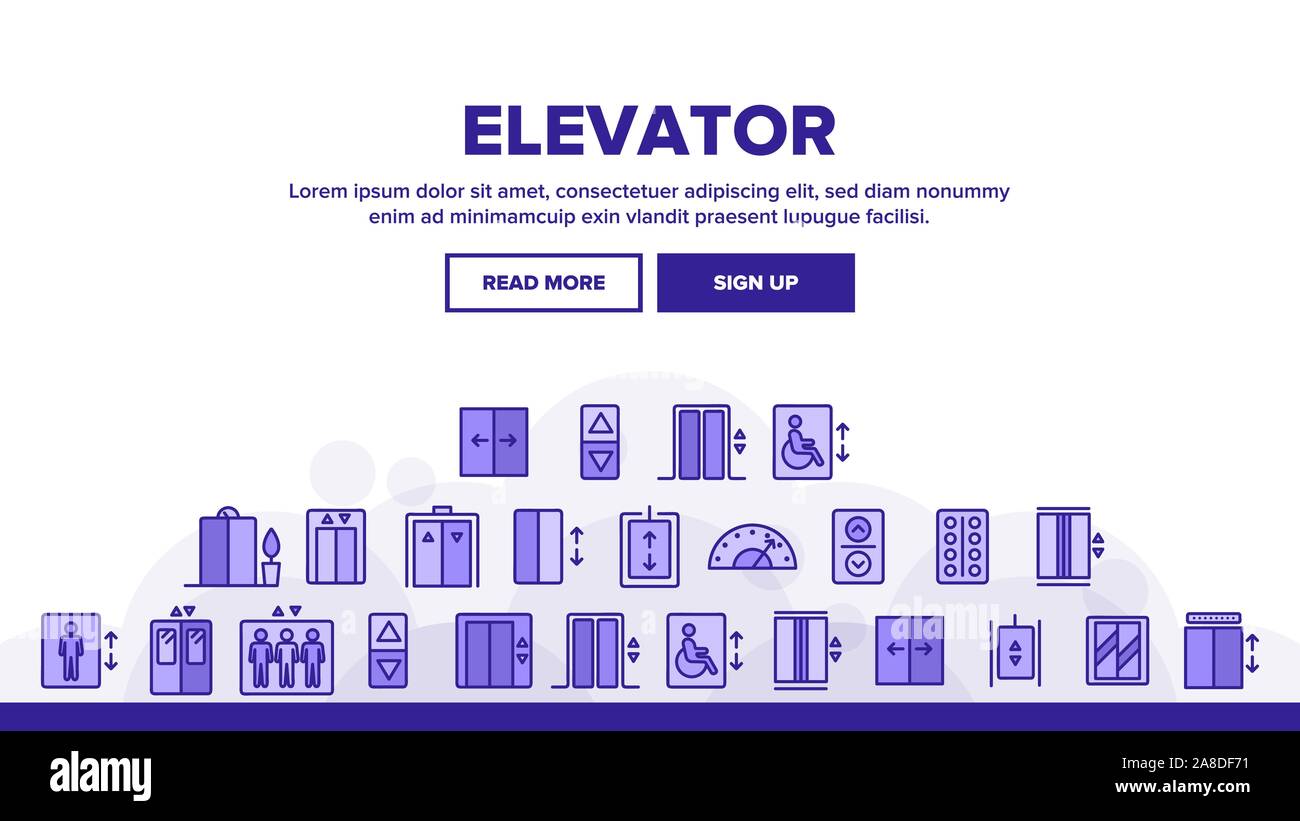 Ascenseur, ascenseur linéaire Vector Icons Set Illustration de Vecteur