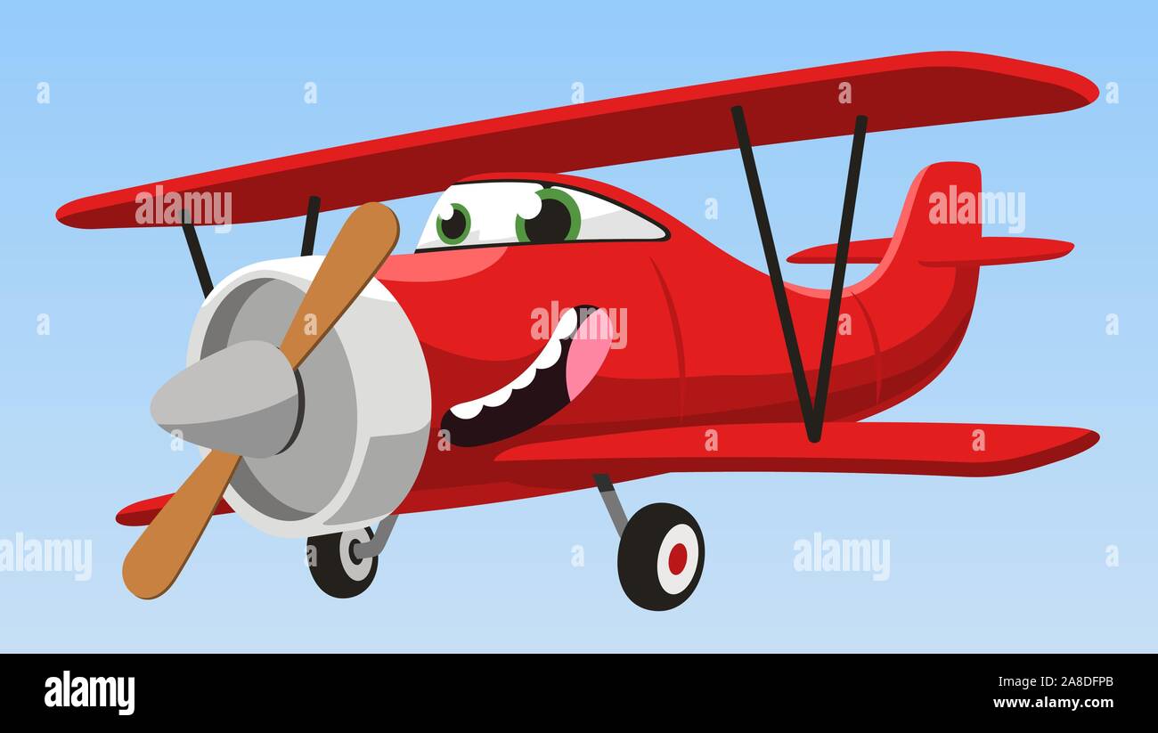 Avion biplan cartoon vector illustration Illustration de Vecteur