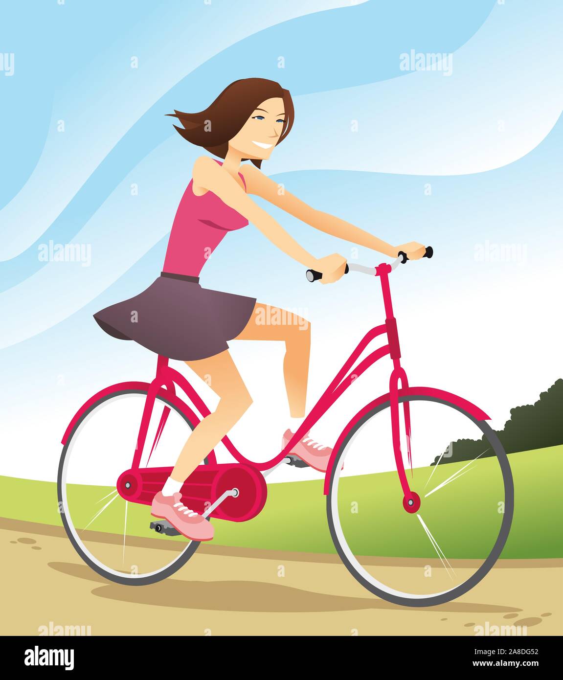 Woman riding bicycle Illustration de Vecteur