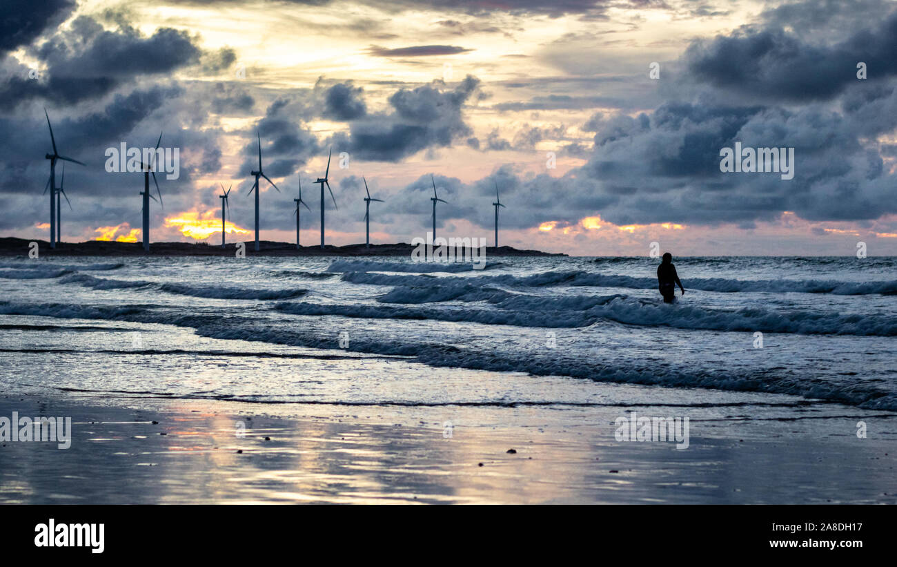 Coucher du soleil à icarai de amontada céara au nord-est braz Banque D'Images