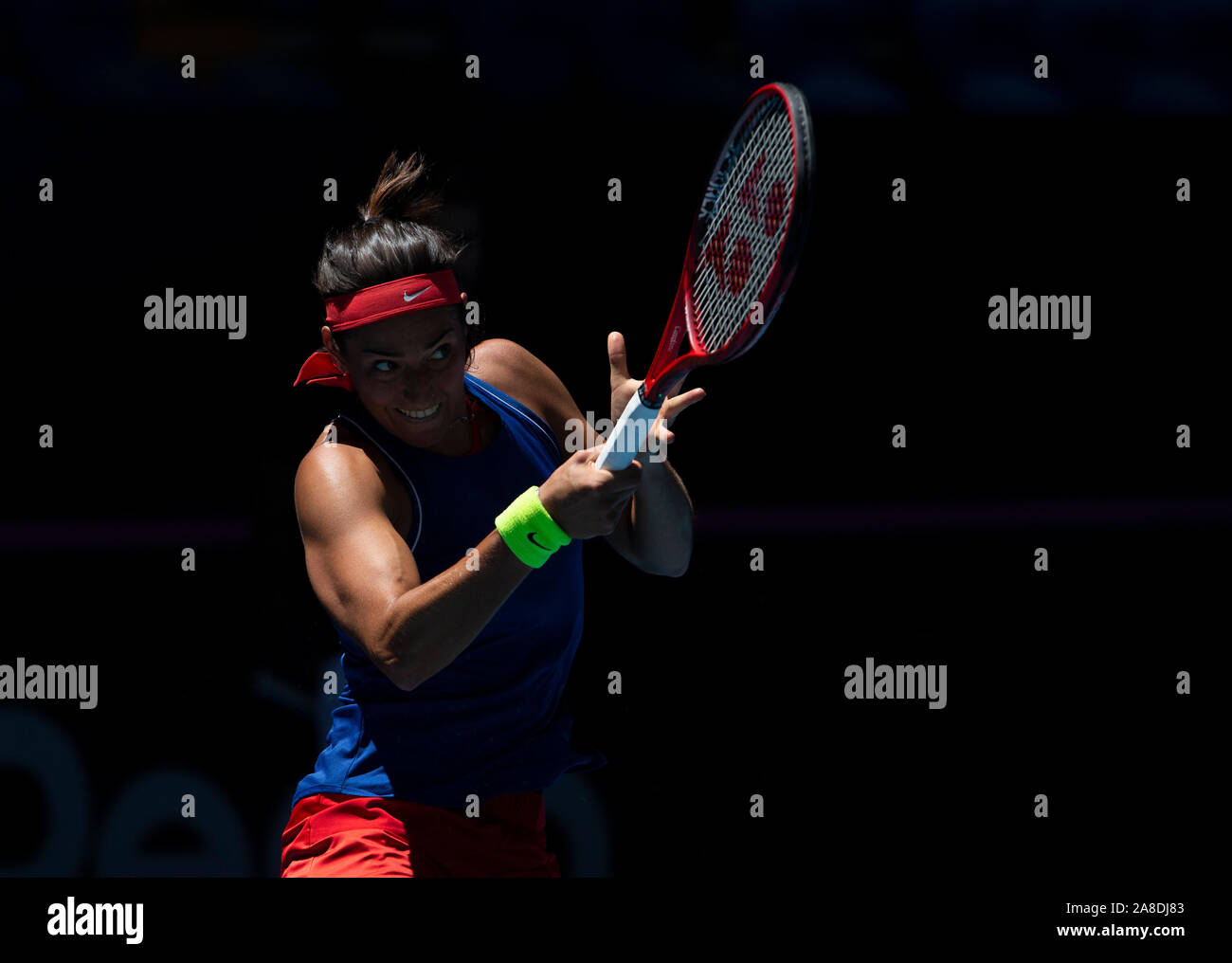 Perth, Australie occidentale. 8 novembre 2019 RAC ; Arena, Perth, Australie occidentale, Australie ; Fed Cup par BNP Paribas Tennis finale, l'Australie et la France, jour de pratique ; Caroline Garcia, de la France au cours de la pratique - usage éditorial : Action Crédit Plus Sport Images/Alamy Live News Banque D'Images