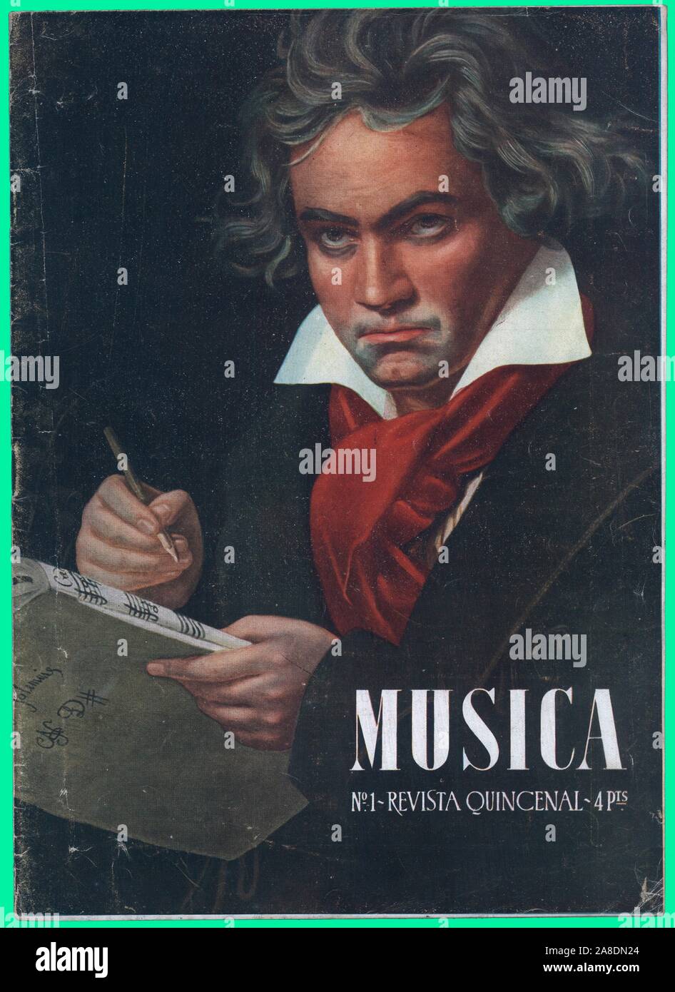 Portada de la revista Música, Número 1, editada en Madrid, Décembre 1944. Ludvig van Beethoven. Banque D'Images