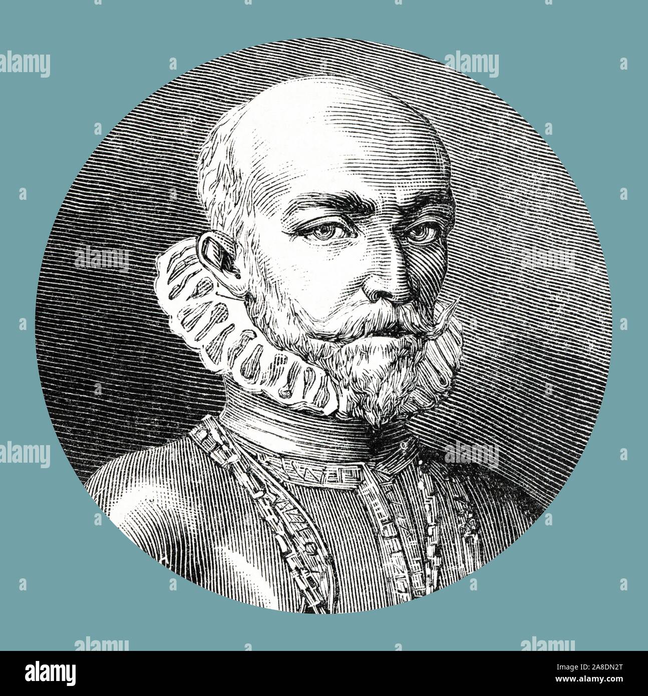Alvaro de Bazan Guzmán (1526-1588), marqués de Santa Cruz, l'almirante español. La gravure de 1877. Banque D'Images
