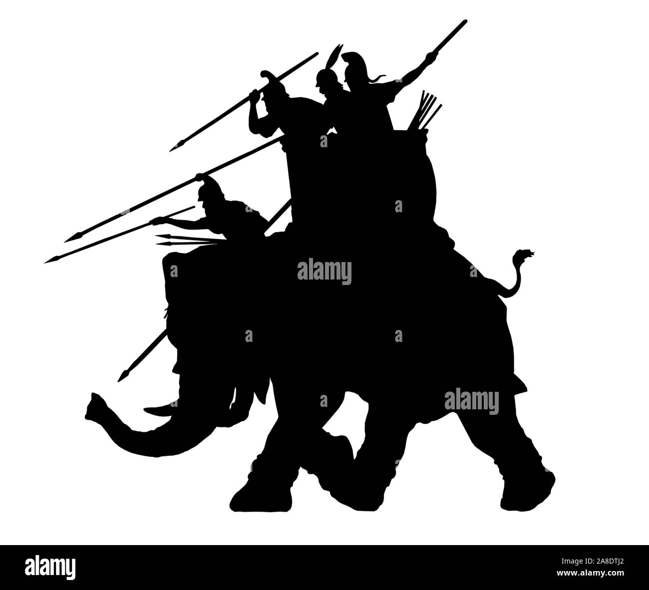 Illustration de l'éléphant de guerre. Attaque de l'éléphant. Illustration historique. Banque D'Images