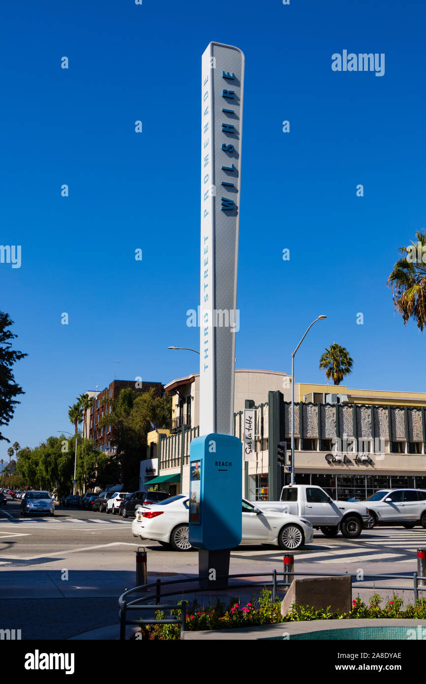 Wilshire Boulevard signe, 3rd Street Promenade et Wilshire, Santa Monica, Los Angeles County, Californie, États-Unis d'Amérique Banque D'Images