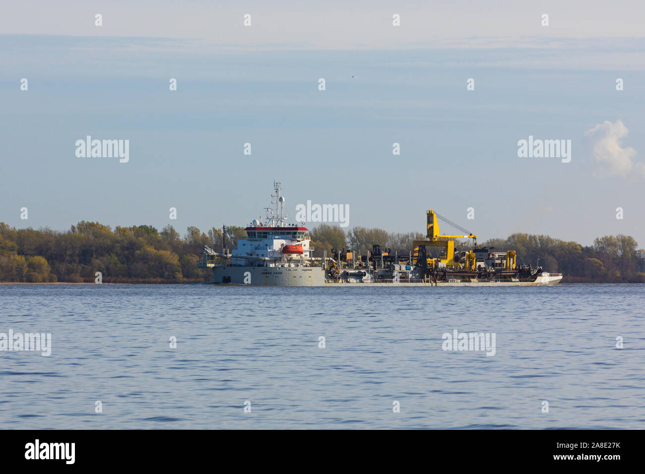 Stade, Allemagne - le 8 novembre 2019 : Hopper Drague JAMES COOK travaille sur l'approfondissement du chenal de l'Elbe Banque D'Images