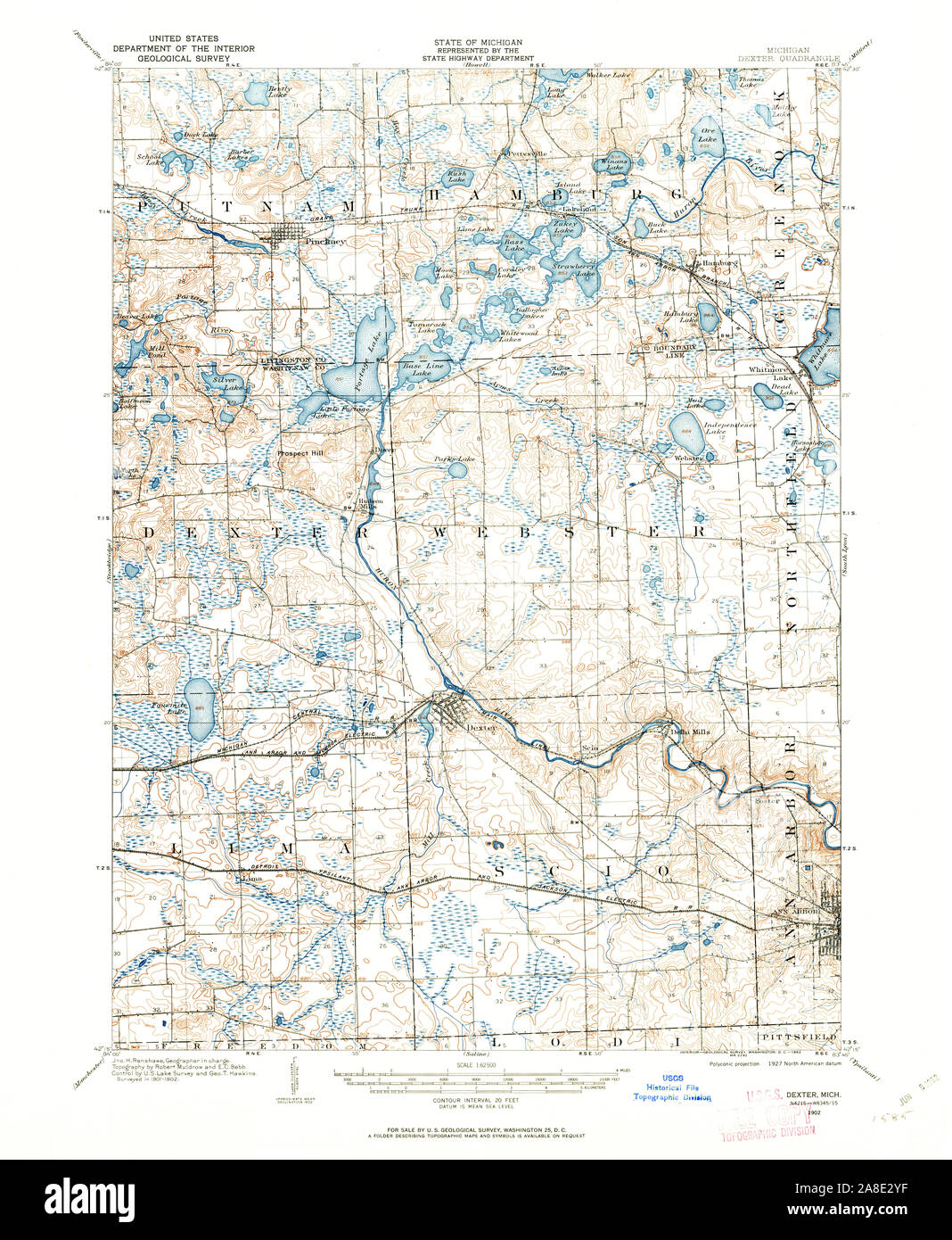 Carte TOPO USGS Michigan MI Dexter 278080190262500 Photo Stock - Alamy