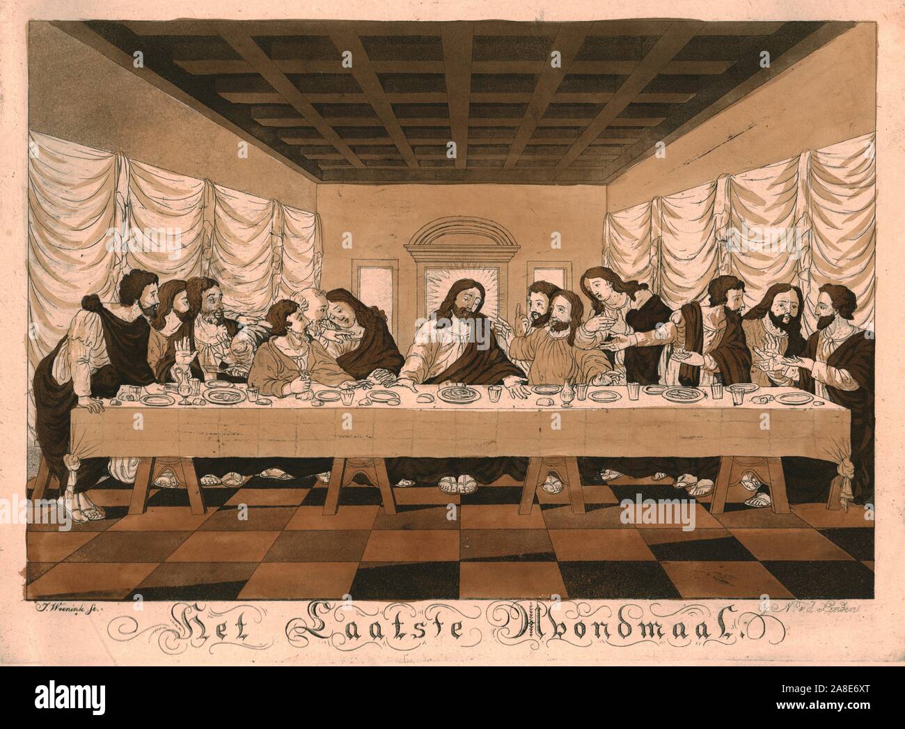 La dernière Cène. 'Het Laatste Abendmaal'. Jésus et ses disciples. Banque D'Images