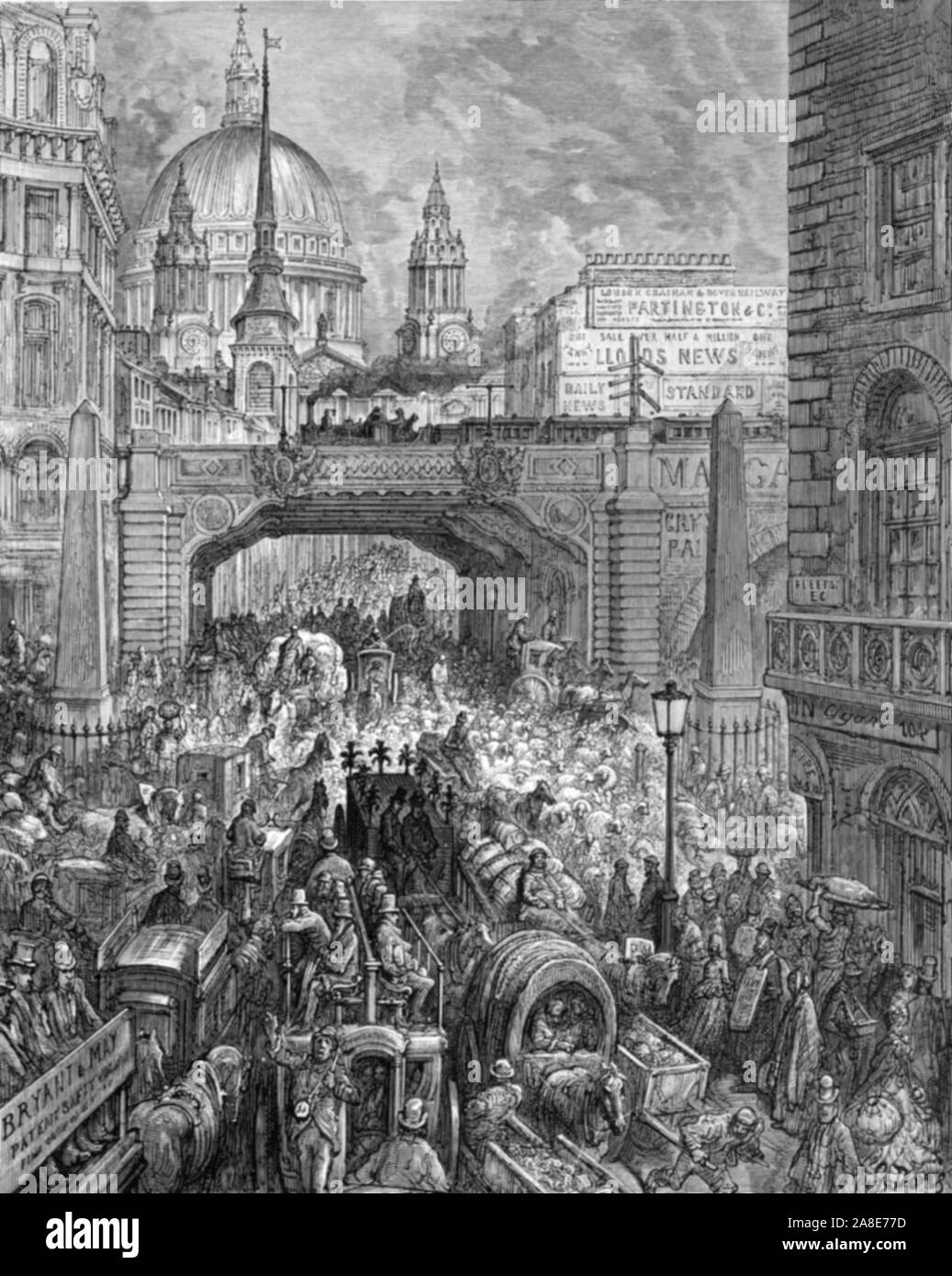 'Ludgate Hill-un bloc dans la rue', 1872. Depuis, "Londres. Un pèlerinage" par Gustave Dore et Blanchard Jerrold. [Grant et Co., 72-78, Turnmill Street, E.C., 1872]. Banque D'Images