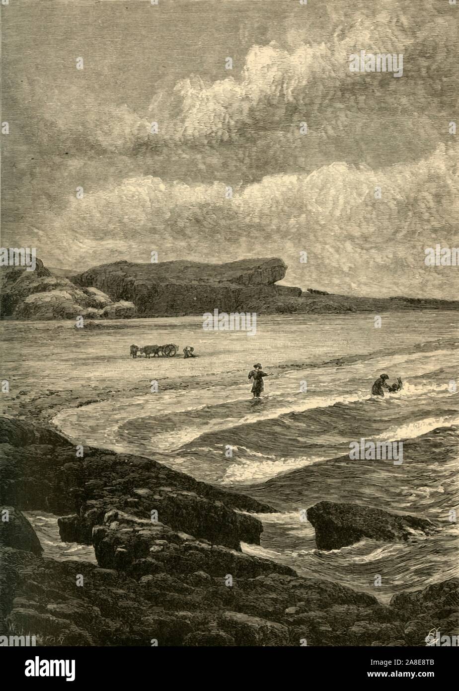 "Le siège".', 1872. Les gens se baigner dans l'océan Atlantique à Rhode Island, USA. La région était connue sous le nom de Berkeley du conducteur après l'évêque irlandais George Berkeley qui a atterri près de Newport au début du 18e siècle. À partir de "l'Amérique pittoresque ; ou, le pays dans lequel nous vivons, une délimitation par Stylo et crayon sur les montagnes, les rivières, les lacs...avec des illustrations sur l'acier et le bois par d'éminents artistes américains" tome I, édité par William Cullen Bryant. [D. Appleton et Company, New York, 1872] Banque D'Images