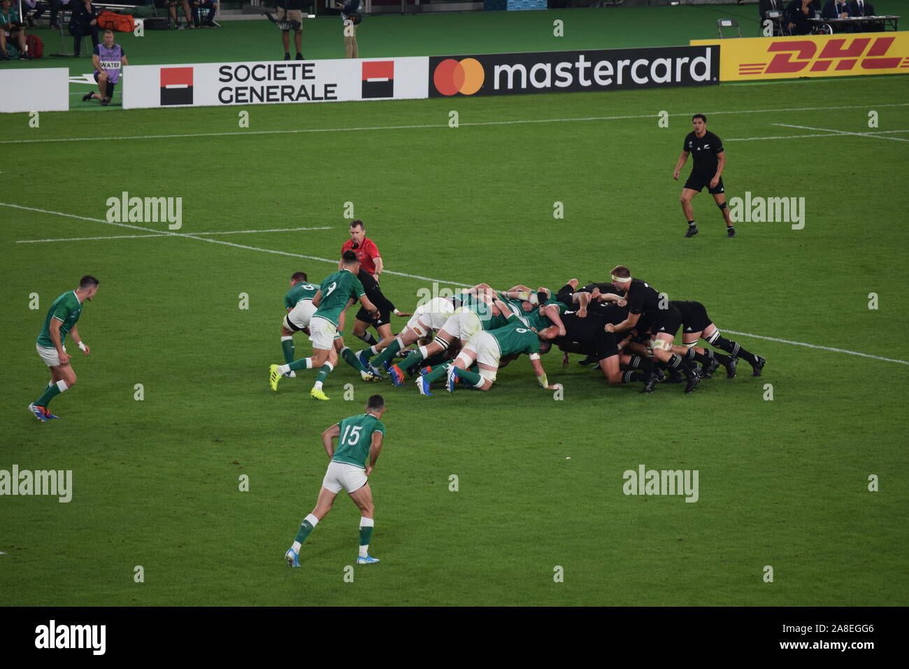 Japon - Coupe du Monde de Rugby 2019, quart-de-finale entre la Nouvelle-Zélande et l'Irlande. Banque D'Images