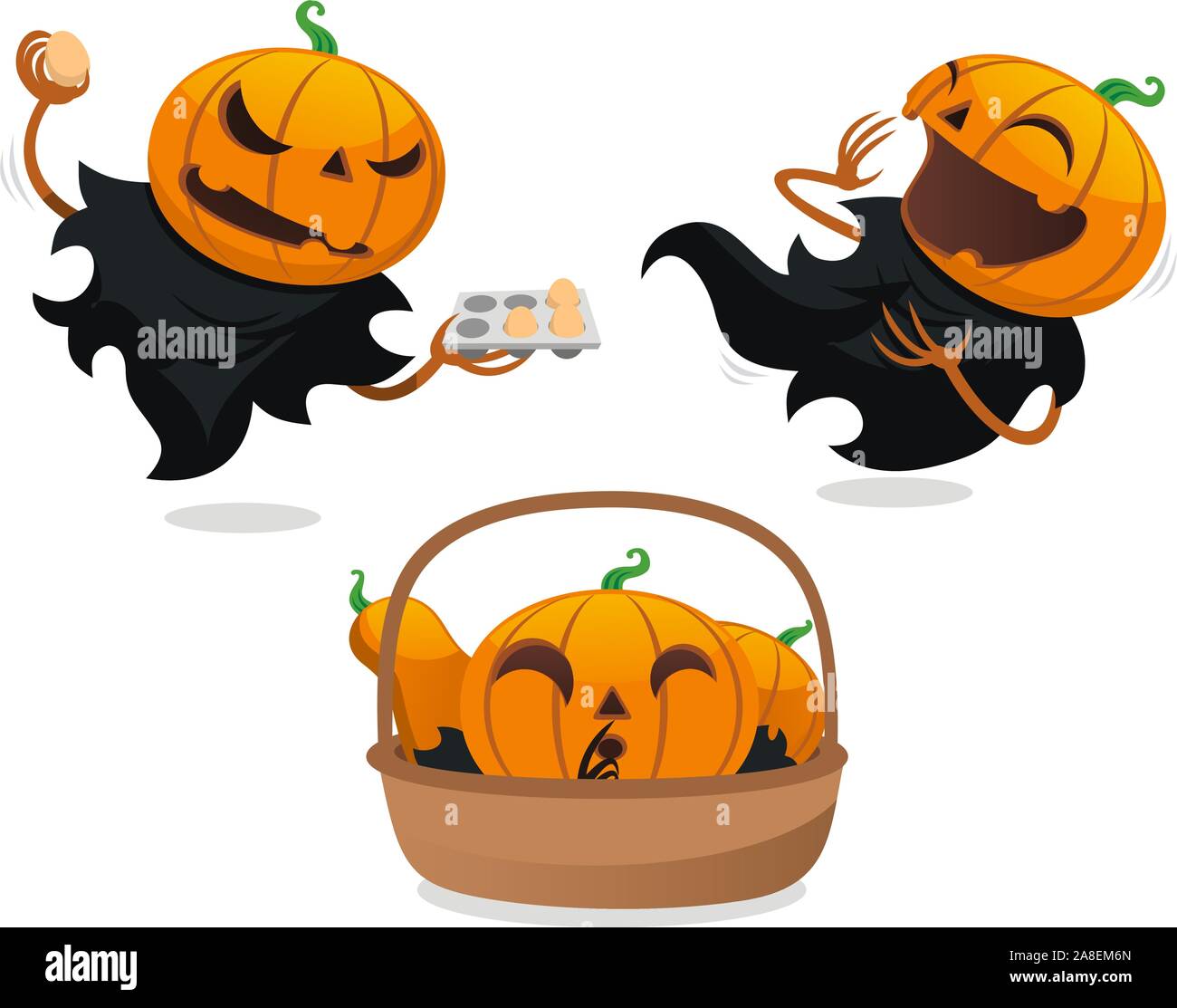 Jack o lantern halloween vector cartoon set Illustration de Vecteur