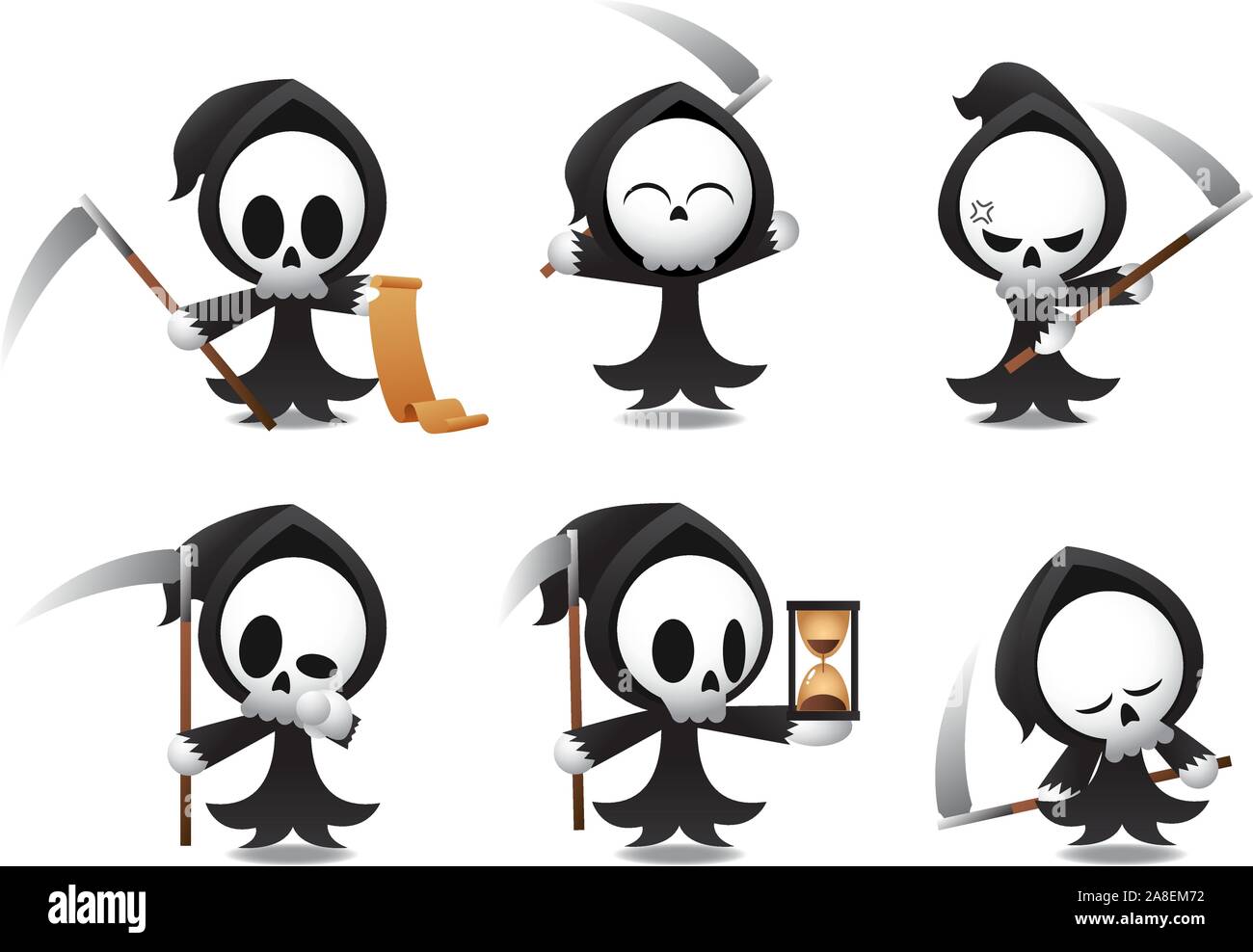 Grim Reaper Halloween icons Illustration de Vecteur