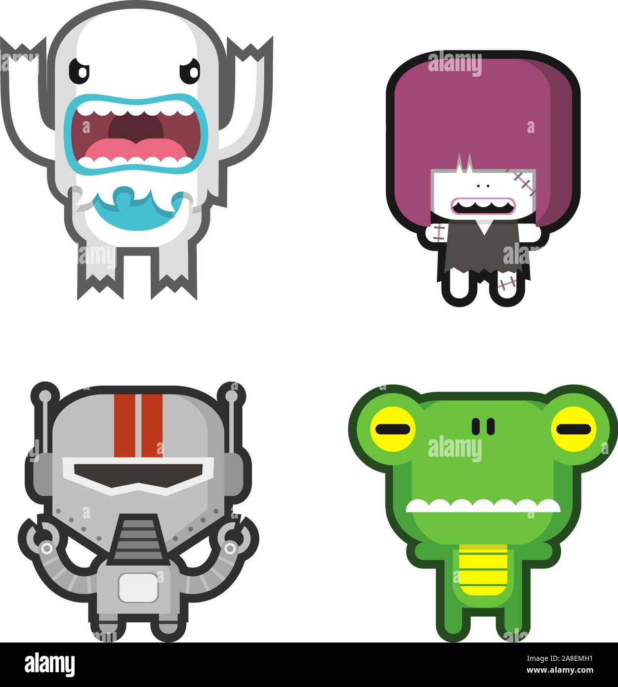 Vector cartoon Cute monster set Illustration de Vecteur