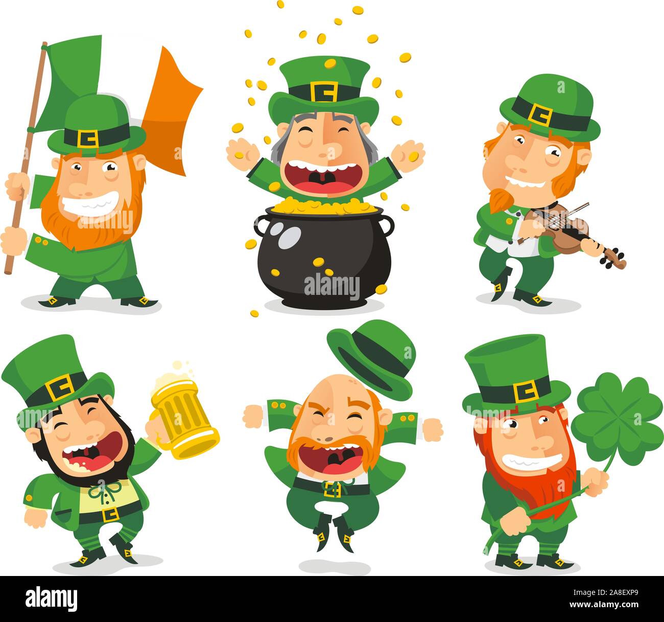 Saint Patrick's Day cartoon collection lutins Illustration de Vecteur