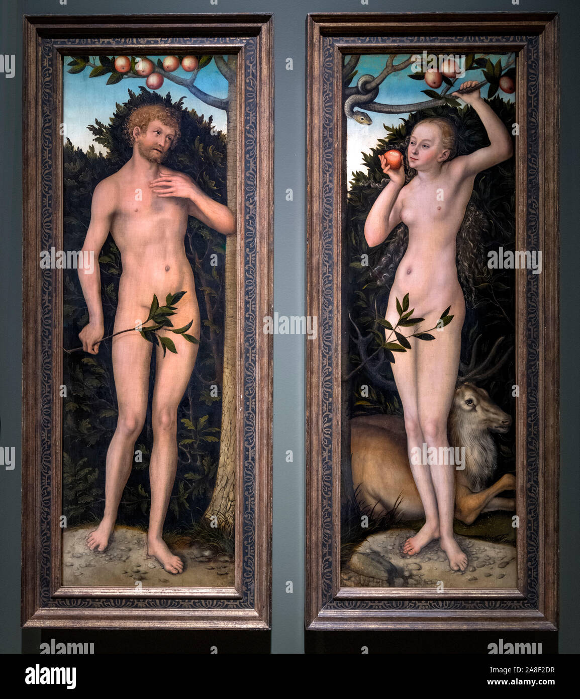 Adam et Eve de Lucas Cranach le Vieux (1472-1553), c.1533-7 Banque D'Images