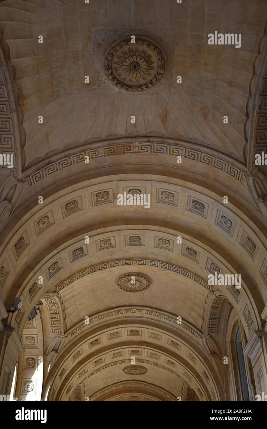 Plafond en pierre voûté, Bibliothèque nationale, Place de la République, La Valette, Malte Banque D'Images