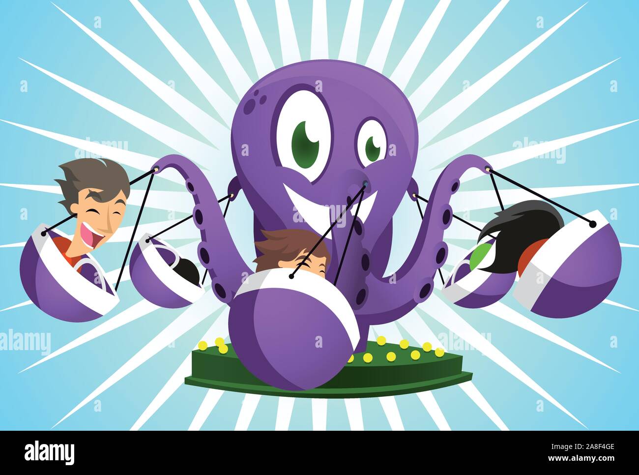 Parc d'Octopus le jeu super fun ride Illustration de Vecteur