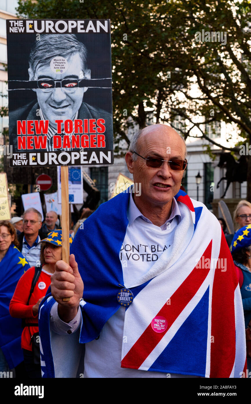 BREXIT anti Vote peuples rassemblement à Londres par rester dans l'Union européenne, les manifestants. 19 Octobre 2019 Banque D'Images