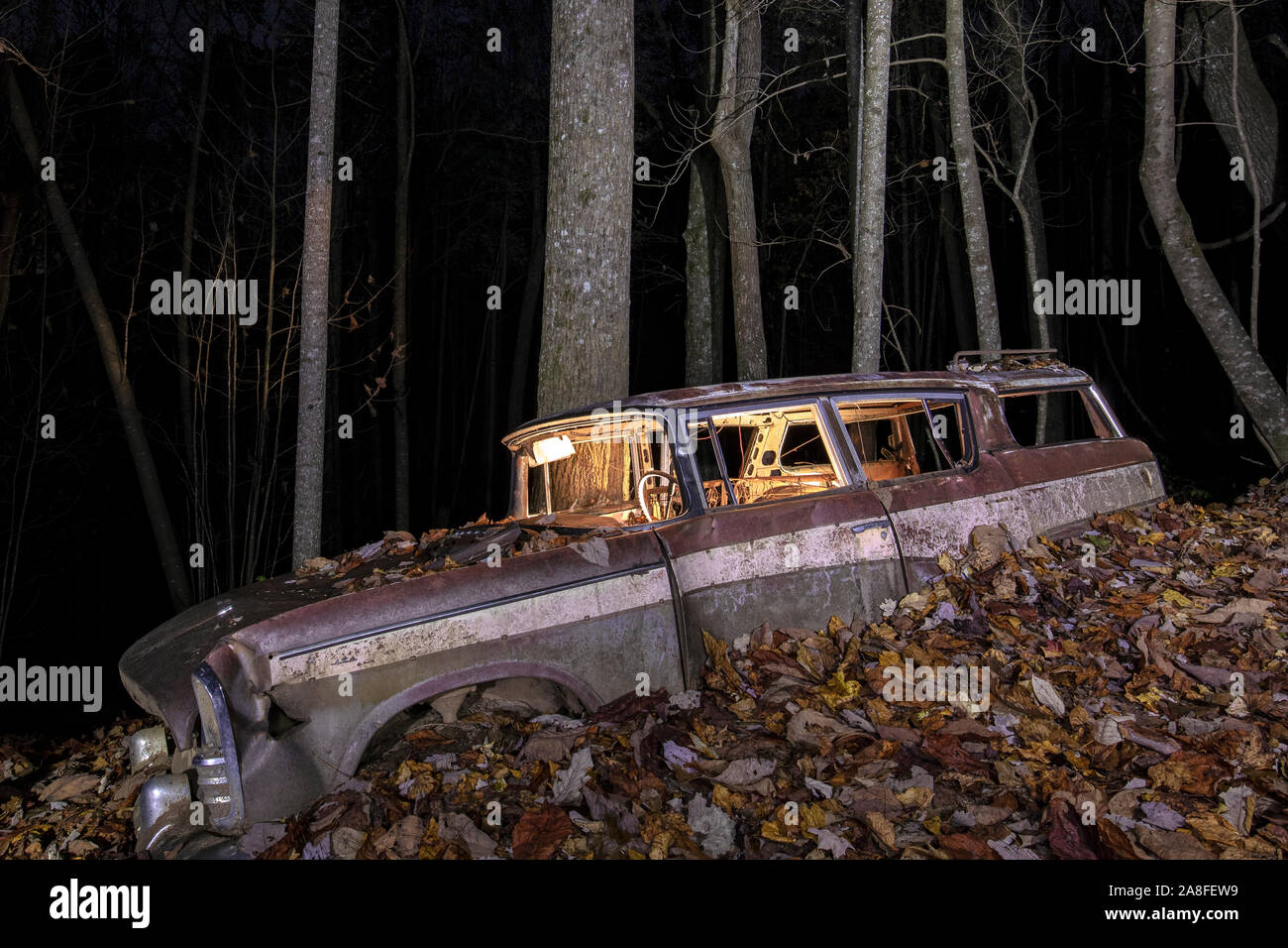 1957 Rambler Custom abandonnés ski Station Wagon - État des forêts récréatives Dupont, North Carolina, USA Banque D'Images