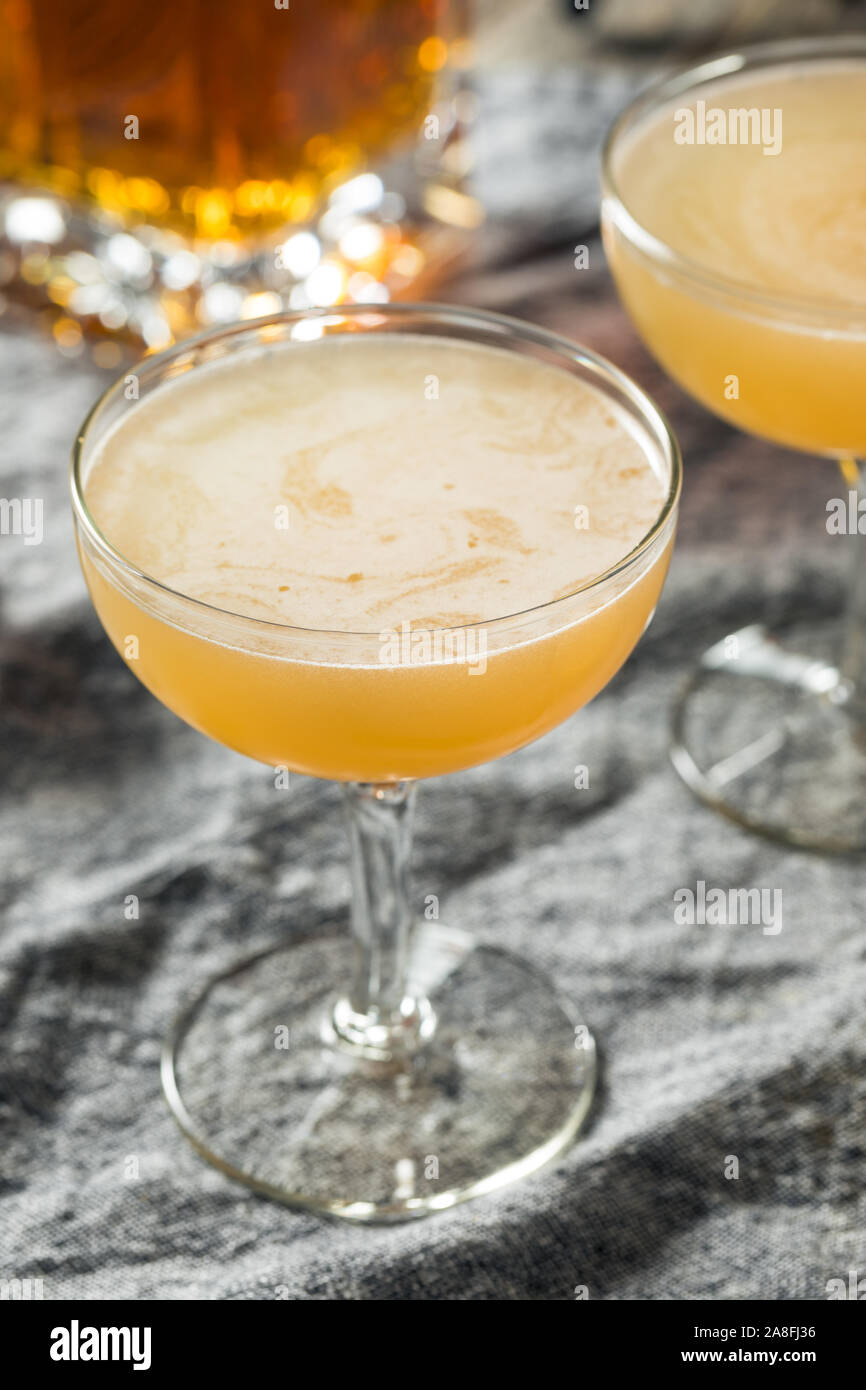 Citron Cocktail Daisy Brandy faits maison avec de l'eau gazeuse Banque D'Images