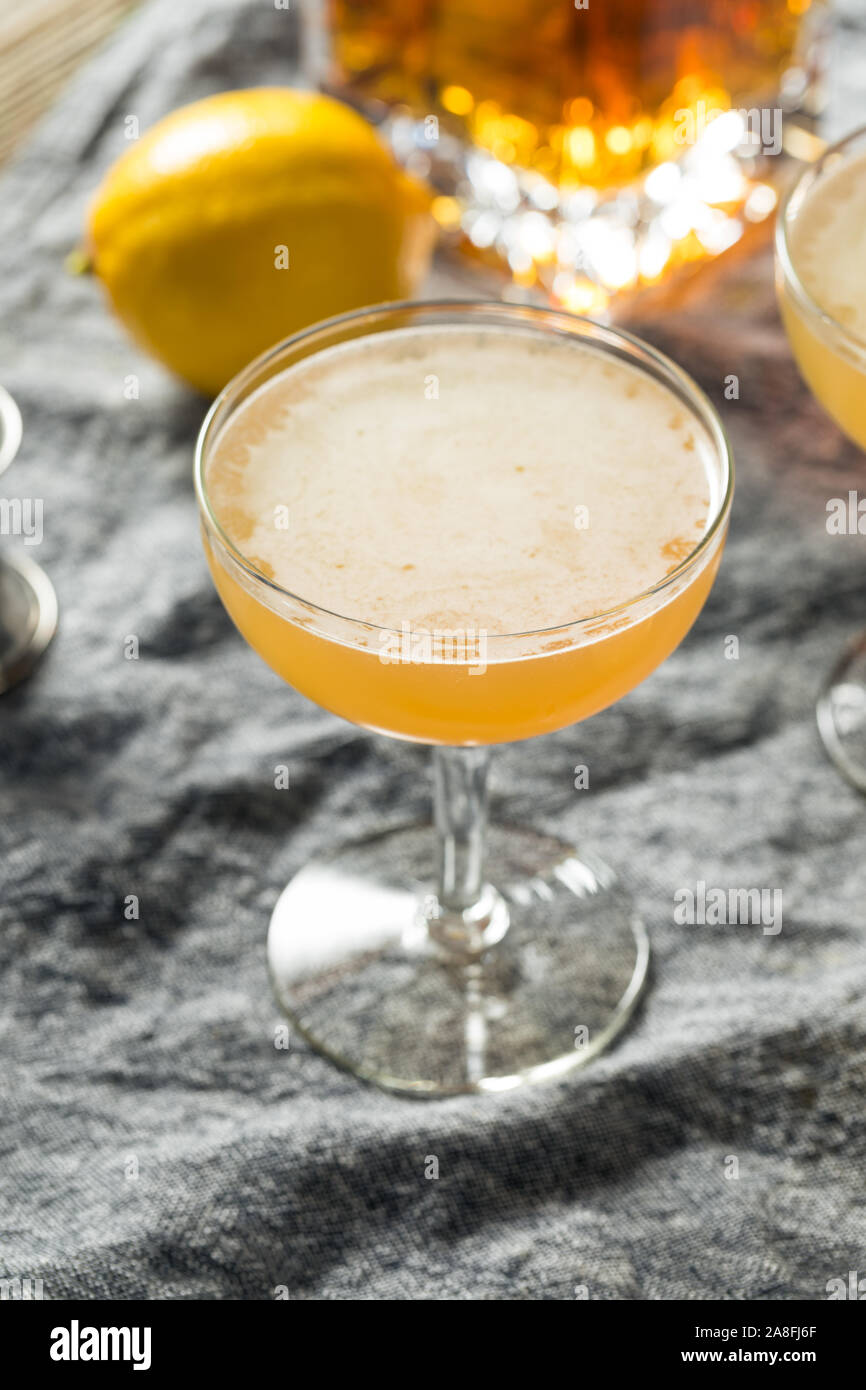 Citron Cocktail Daisy Brandy faits maison avec de l'eau gazeuse Banque D'Images