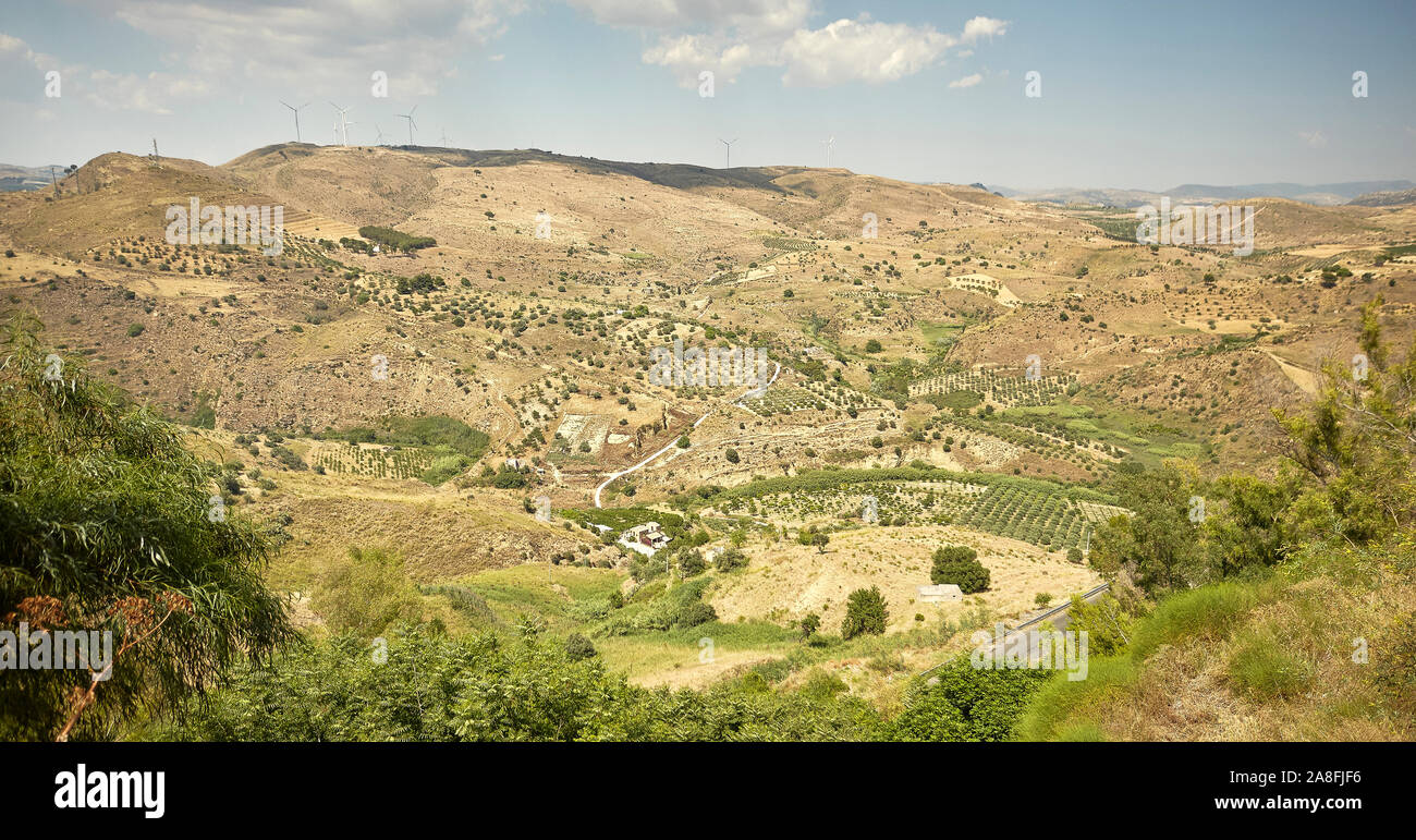 Paysage de collines siciliennes en Butera # 7 Banque D'Images