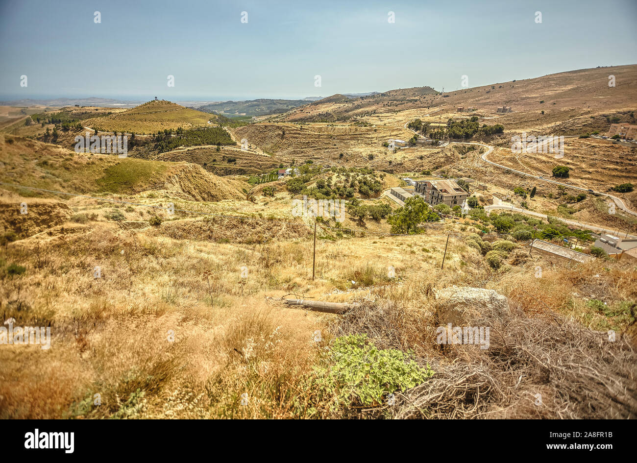 Paysage de collines siciliennes en Butera # 3 Banque D'Images