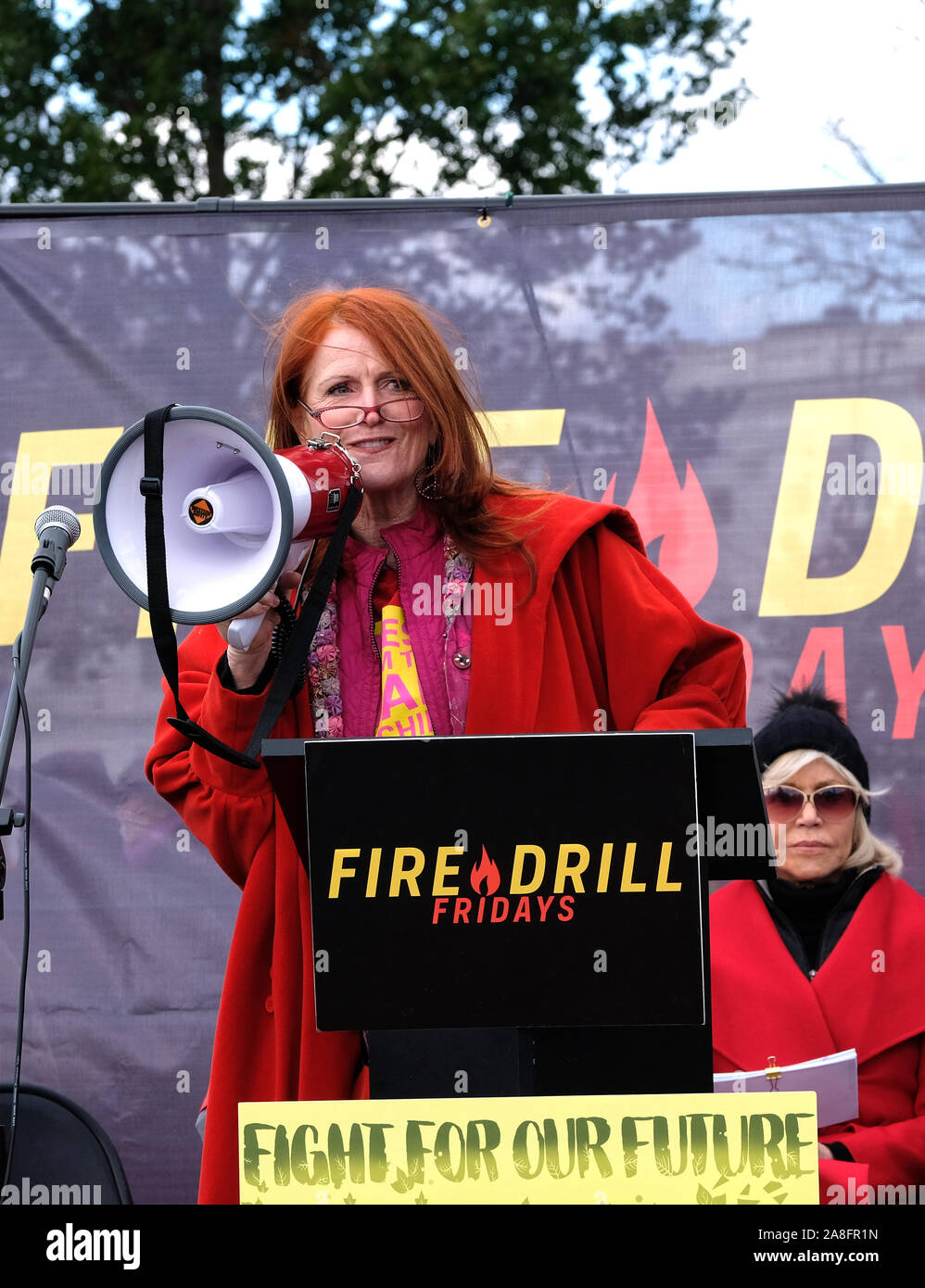 Jane Fonda exercice incendie vendredi à Washington DC Banque D'Images