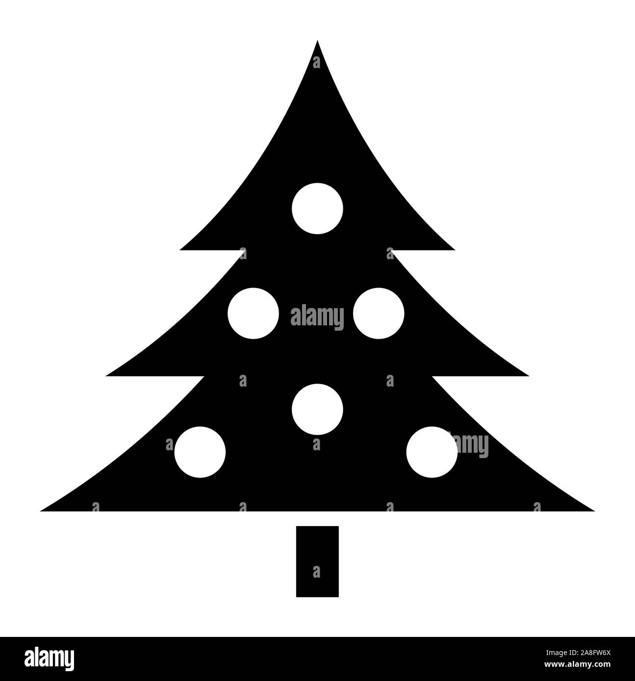 Arbre de Noël Icône noire | Sapin Adornment Illustration | x-mas isolé symbole | Logo | Illustration de Vecteur