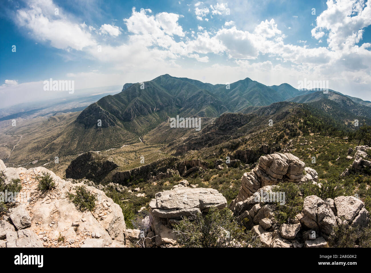 Vue paysage de Guadalupe Mountains National Park pendant la journée au Texas. Banque D'Images