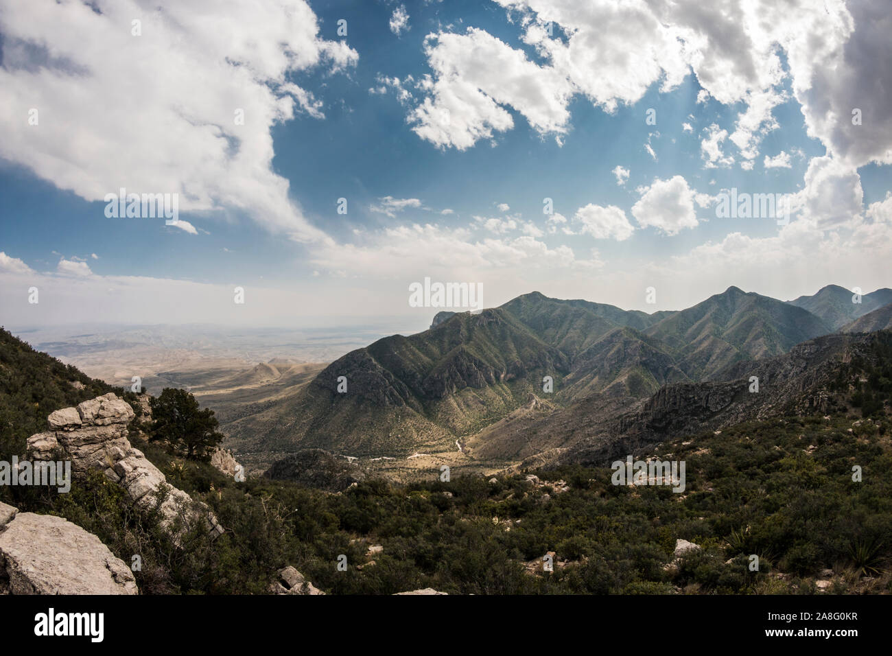 Vue paysage de Guadalupe Mountains National Park pendant la journée au Texas. Banque D'Images