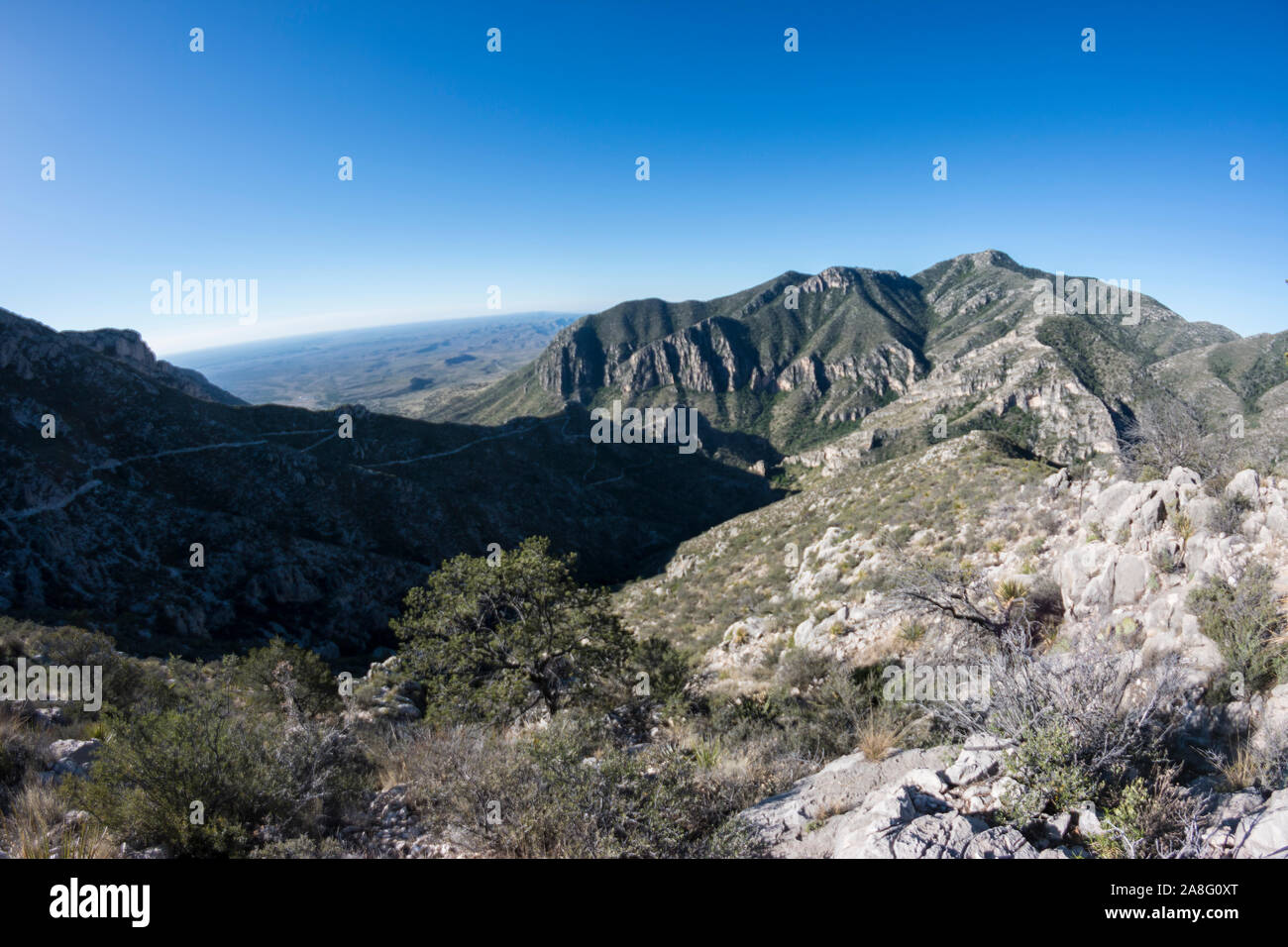 Vue paysage de Guadalupe Mountains National Park pendant la journée au Texas. Banque D'Images