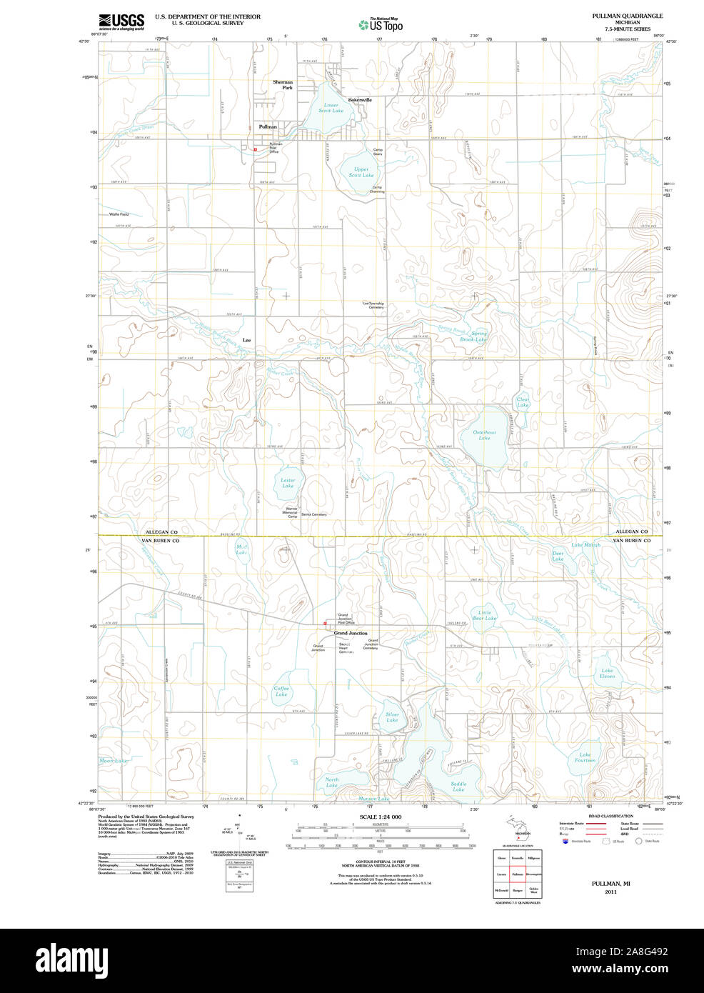 Carte TOPO USGS Michigan MI Pullman 20110908 TM Banque D'Images