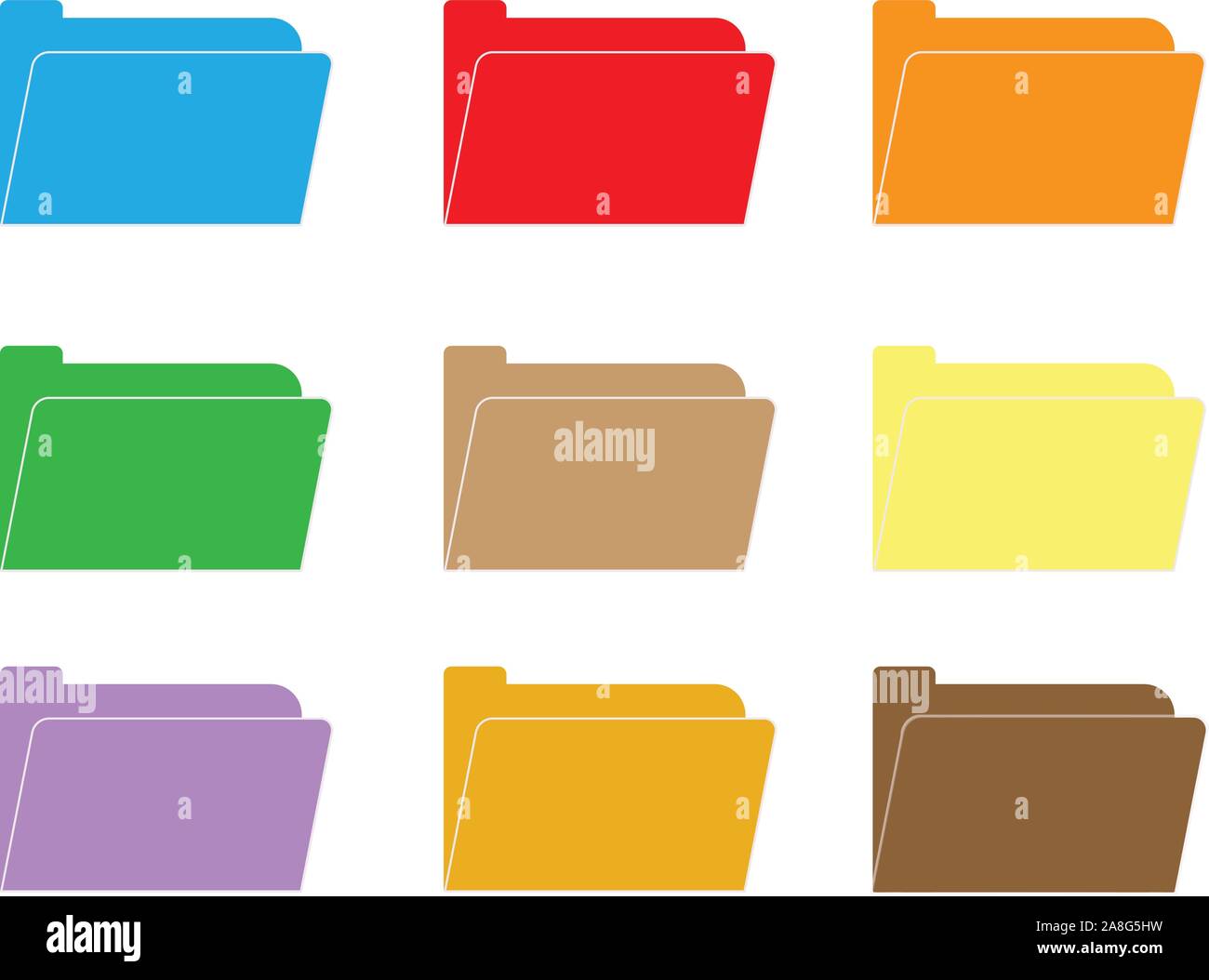 Le dossier ordinateur icône sur fond blanc.. signe dossier style plat coloré. icône de dossier défini. Illustration de Vecteur