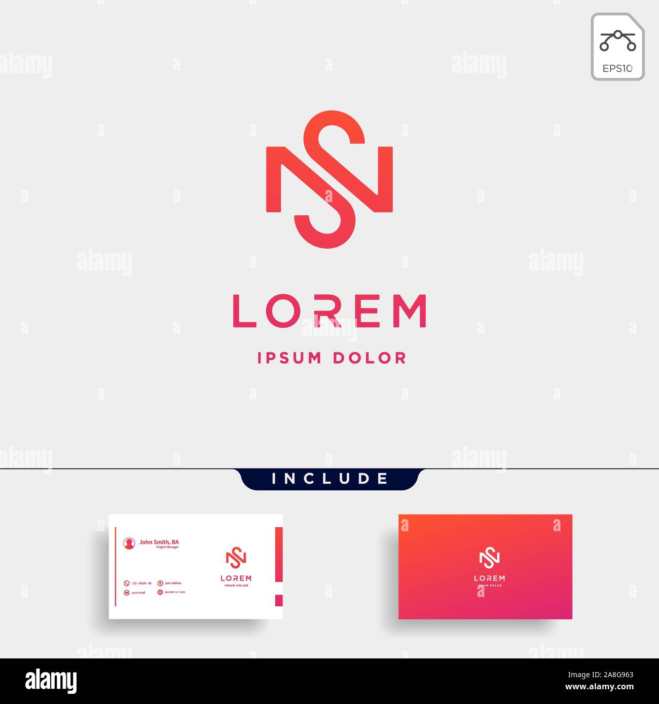 Lettre S N SN NS Design logo Vector Simple Illustration de Vecteur