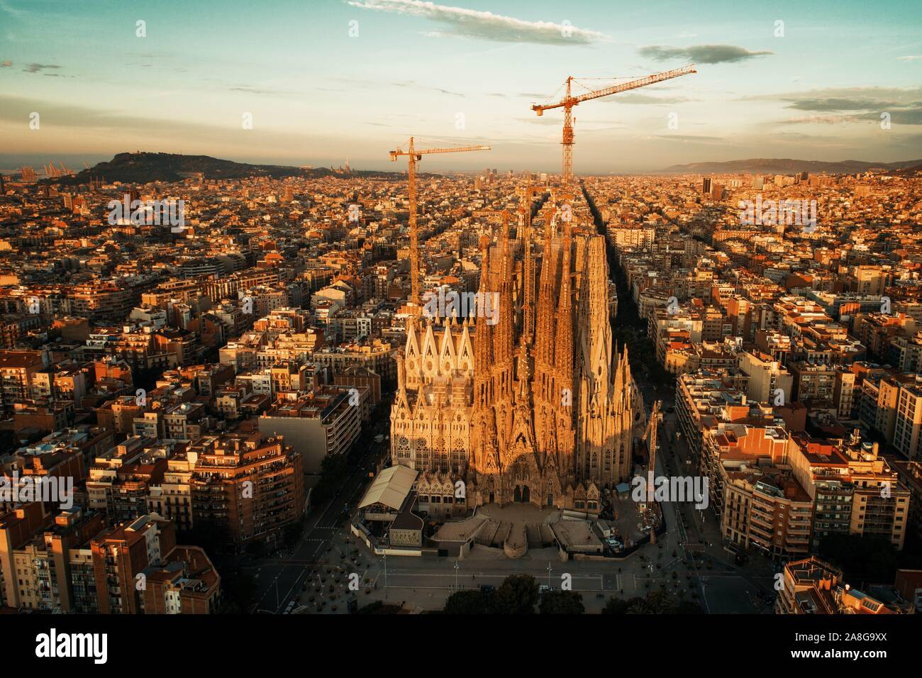 Sagrada Familia vue aérienne comme le célèbre monument à Barcelone, Espagne Banque D'Images