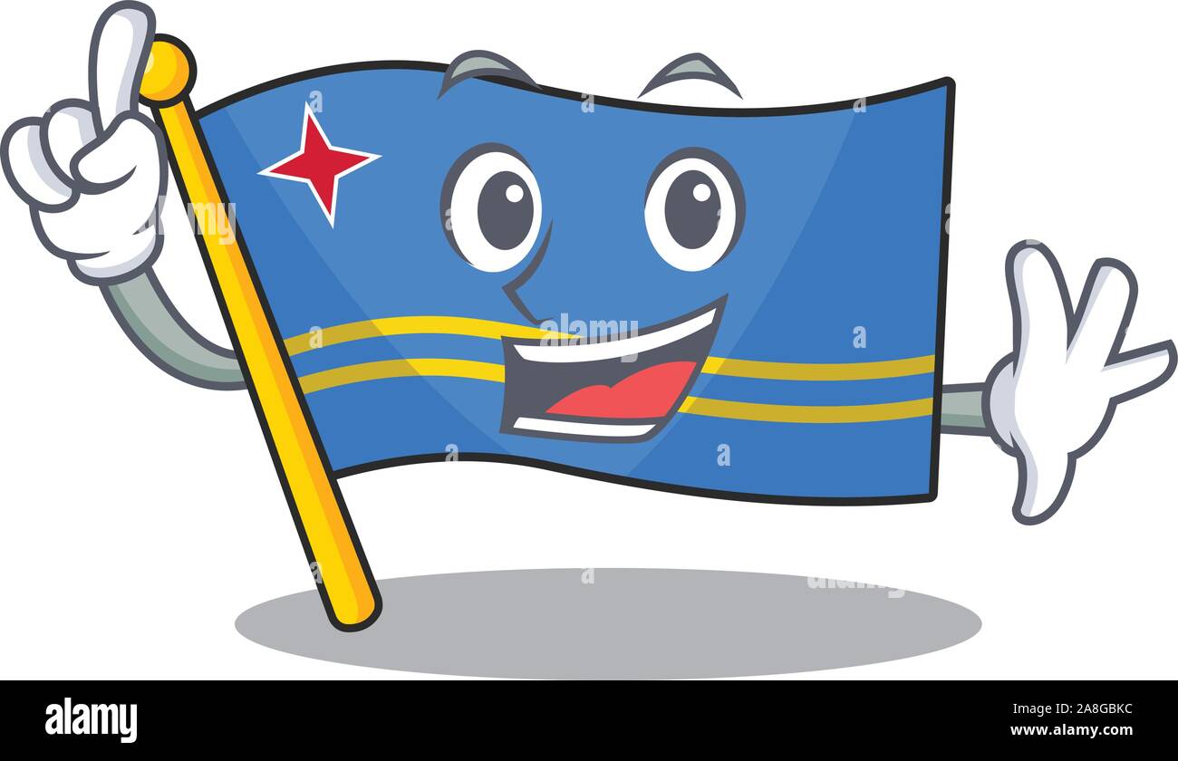 Aruba drapeau doigt personnage cartoon style mascot Illustration de Vecteur